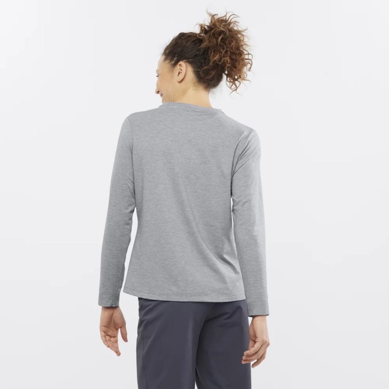 Camiseta Salomon Essential Tencel Long Sleeve Feminino Cinzentas | PT P05918